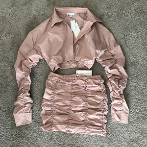 2 piece ruched skirt set